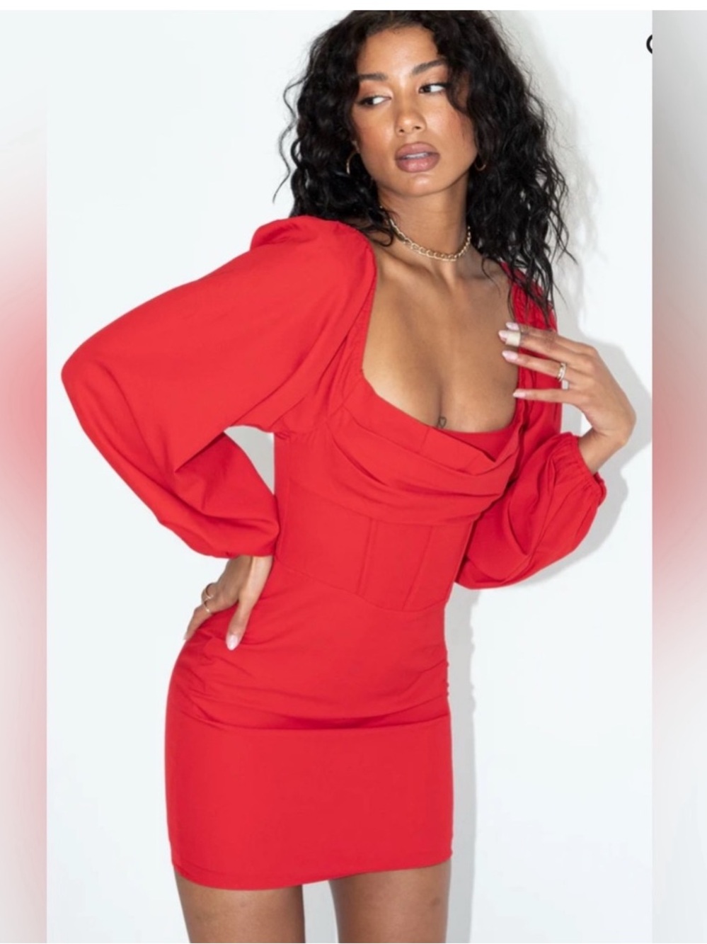 Princess Polly Red Puff-Sleeve Mini Dress